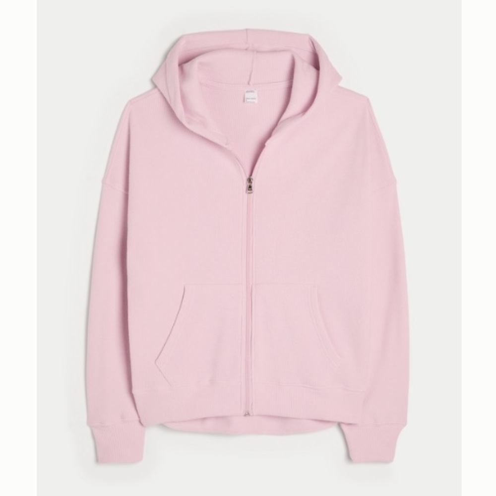 NWT Hollister Gilly Hicks Oversized Waffle Zip-Up Hoodie, Small in Light Lilac